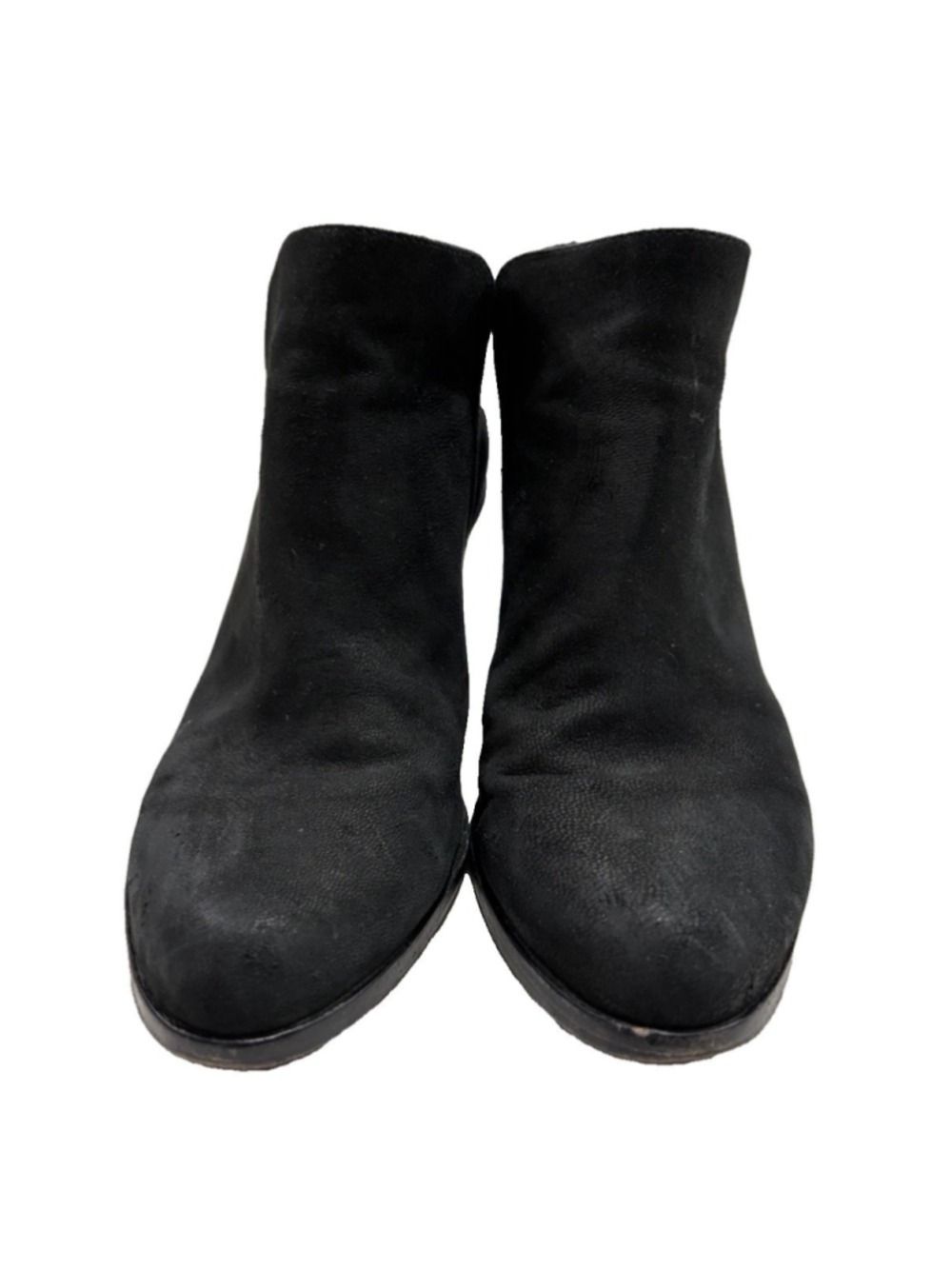 Eileen Fisher Black Leather Ankle Booties Women’s 9.5 Back Zip Block Heel - Picture 4 of 11